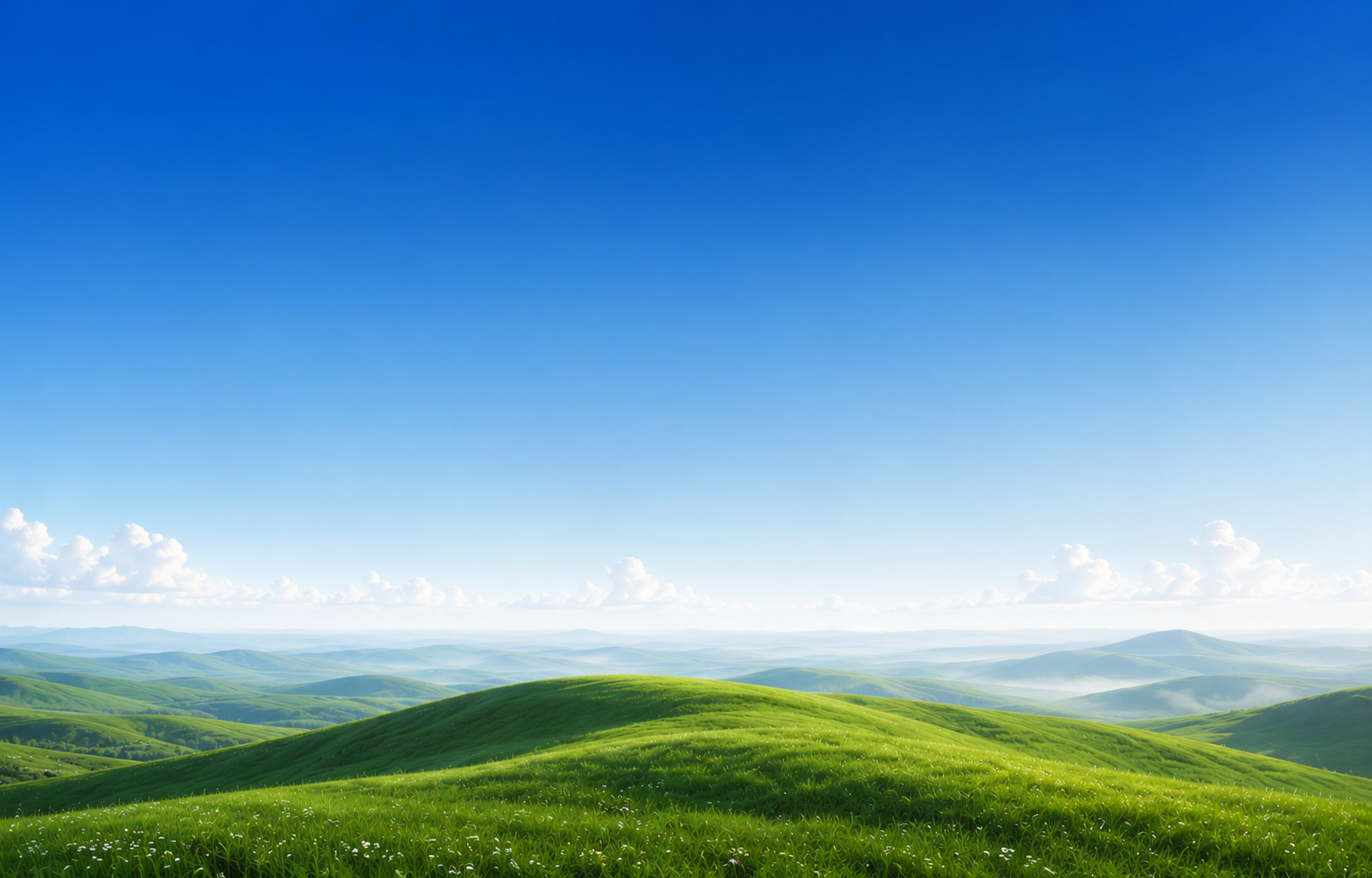 Scenic landscape with rolling green hills